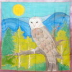 Seidentuch 90x90cm, Krafttiertuch „Schleiereule“