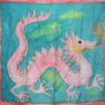 Seidentuch 90x90cm, Krafttiertuch „Drache“
